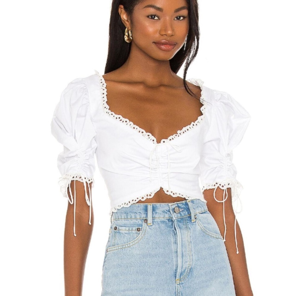 Urban Outfitters White Puff Sleeve Blouse